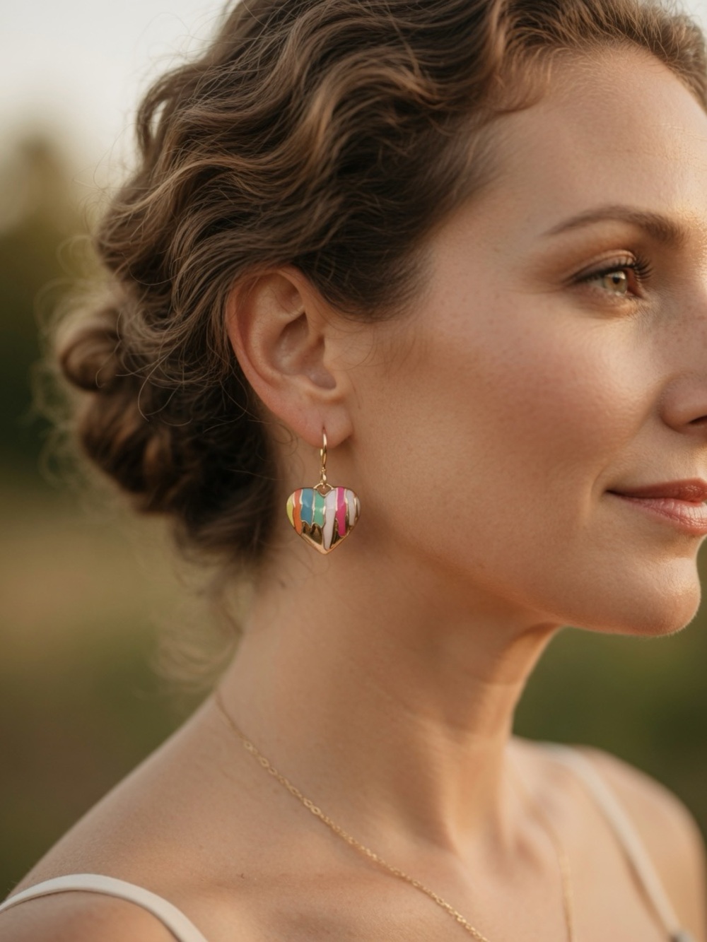 Rainbow Drippy Heart Drop Earrings